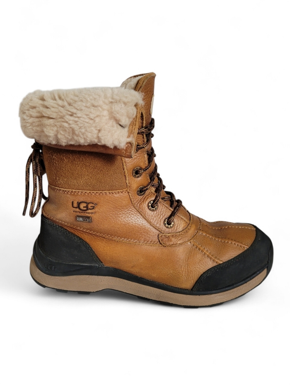 UGG Adirondak Leather Shearling Winter Boots Chestnut 7.5
